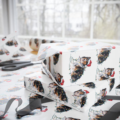 Shetland Sheepdog Christmas Lights Wrapping Paper