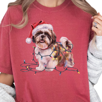 Christmas Shih Tzu Shirt, Christmas Lights Dog Tee, Christmas Dog Tee, Shih Tzu Mom Tshirt, Gift For Dog Lover, Shih Tzu
