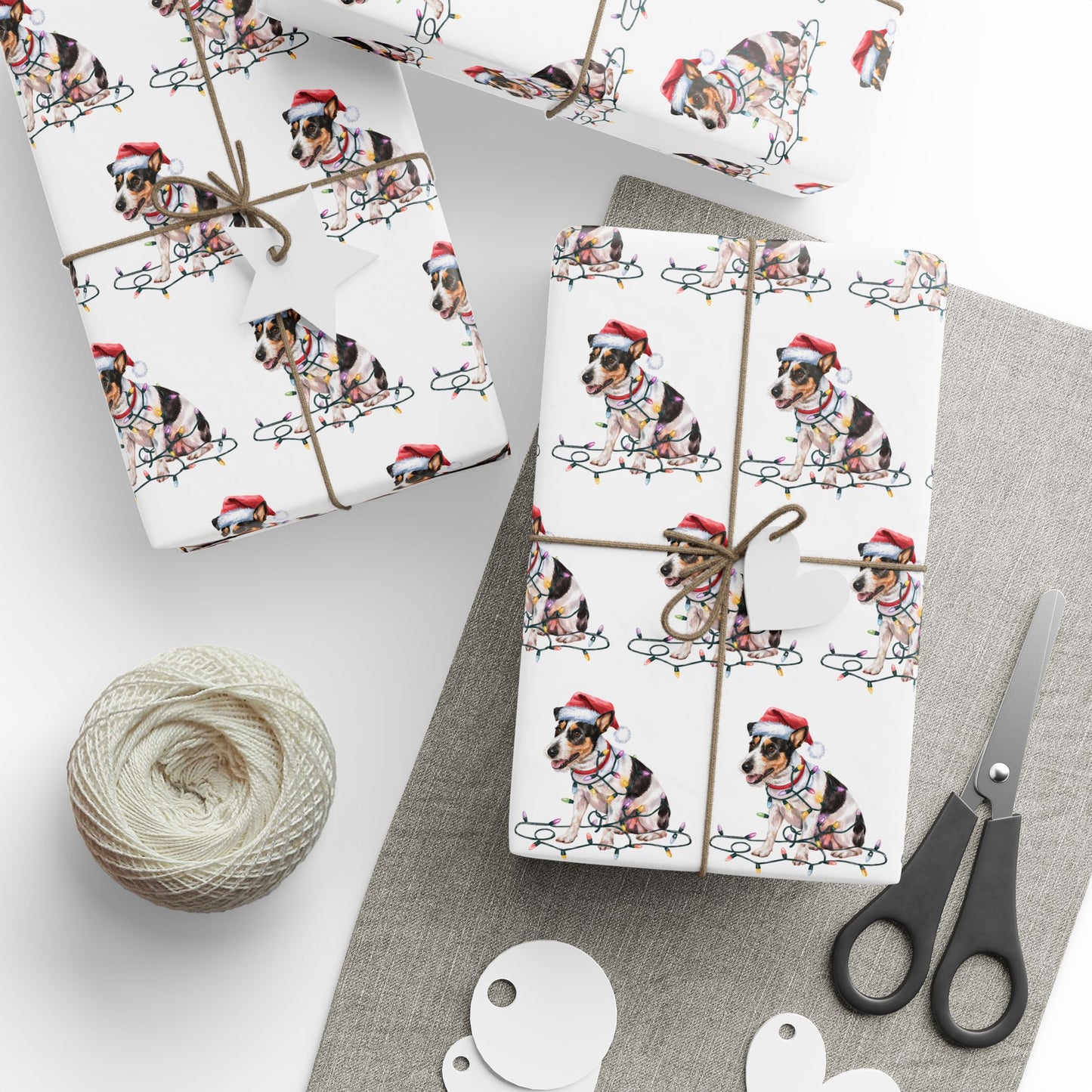 Rat Terrier Christmas Lights Wrapping Paper