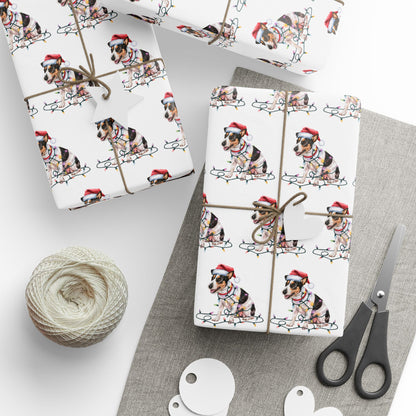 Rat Terrier Christmas Lights Wrapping Paper
