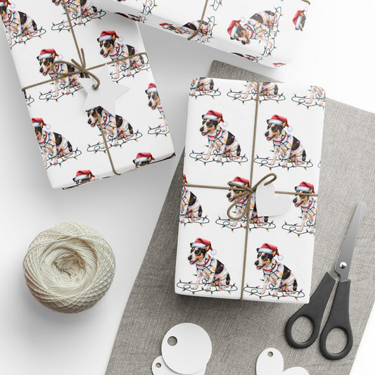 Rat Terrier Christmas Lights Wrapping Paper