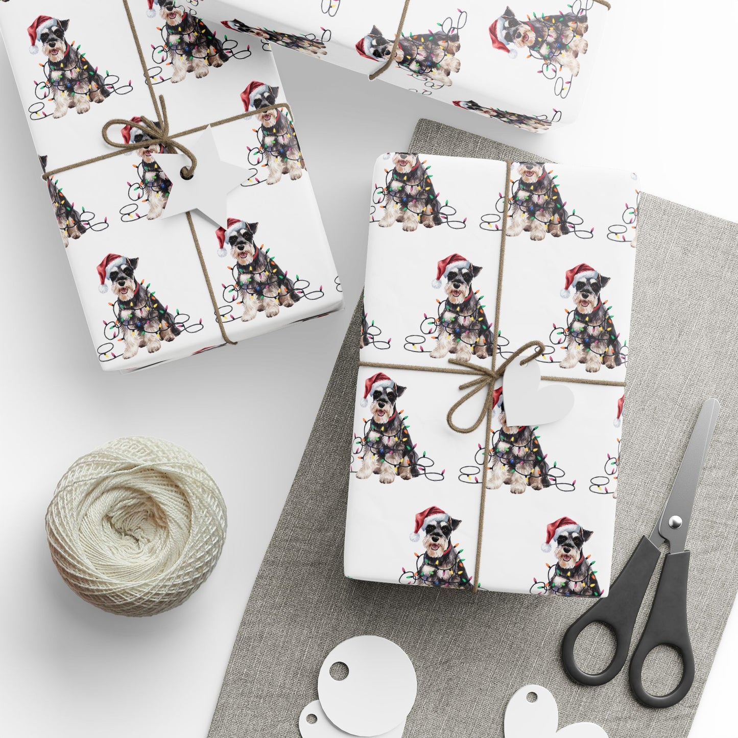 Schnauzer Christmas Lights Wrapping Paper