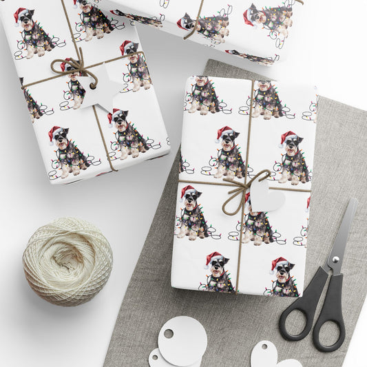 Schnauzer Christmas Lights Wrapping Paper
