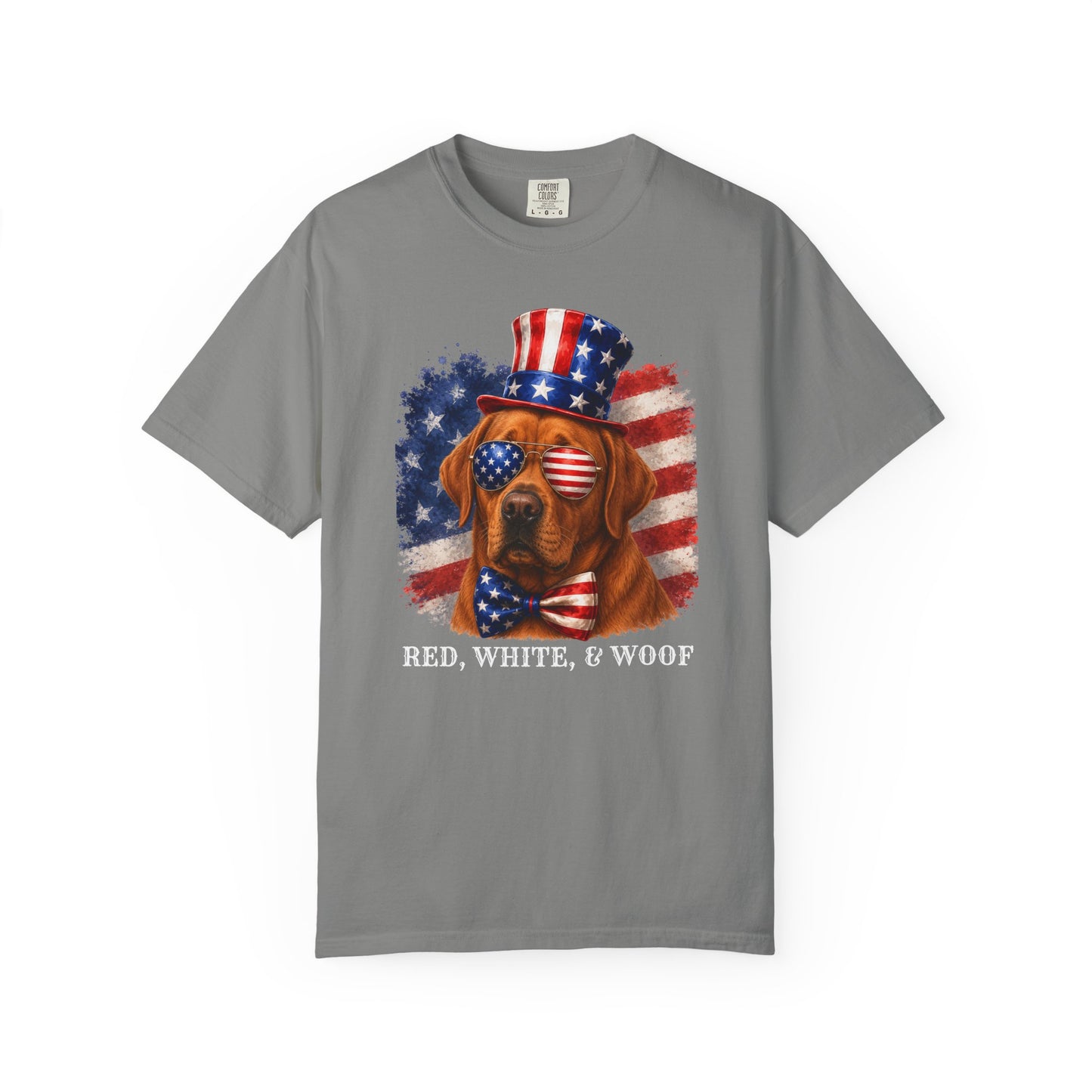Patriotic Fox Red Lab Red White & Woof Shirt