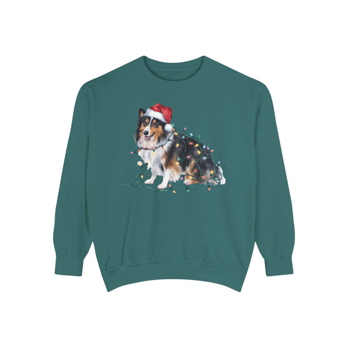 Christmas Shetland Sheepdog Sweatshirt, Christmas Lights Dog