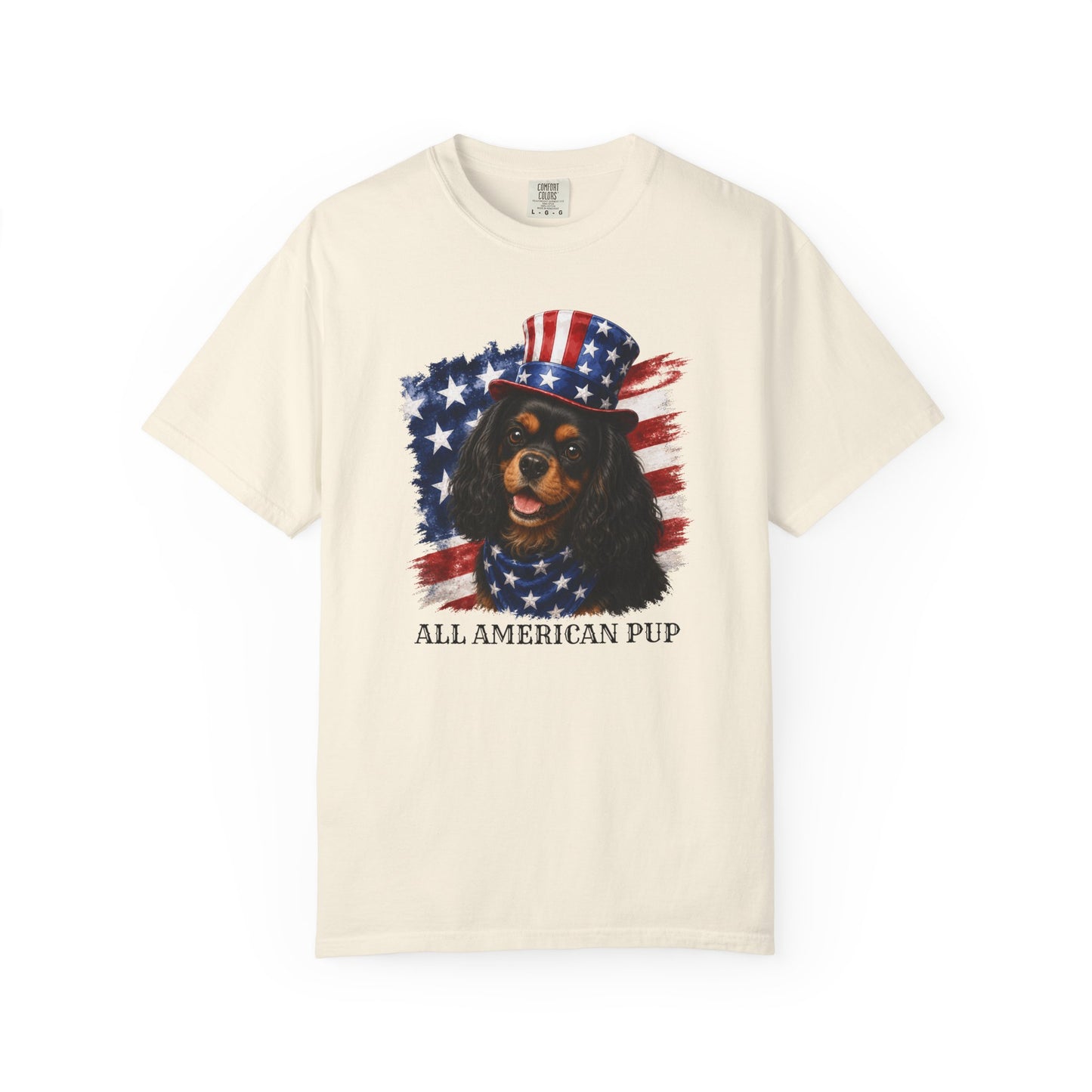 Patriotic Black and Tan Cavalier All American Pup Shirt
