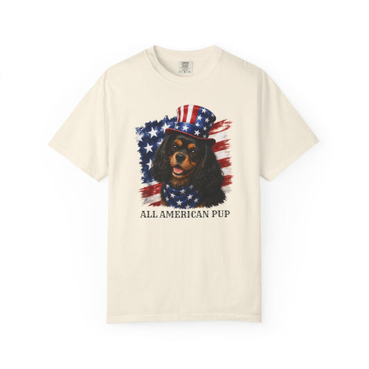 Patriotic Black and Tan Cavalier All American Pup Shirt