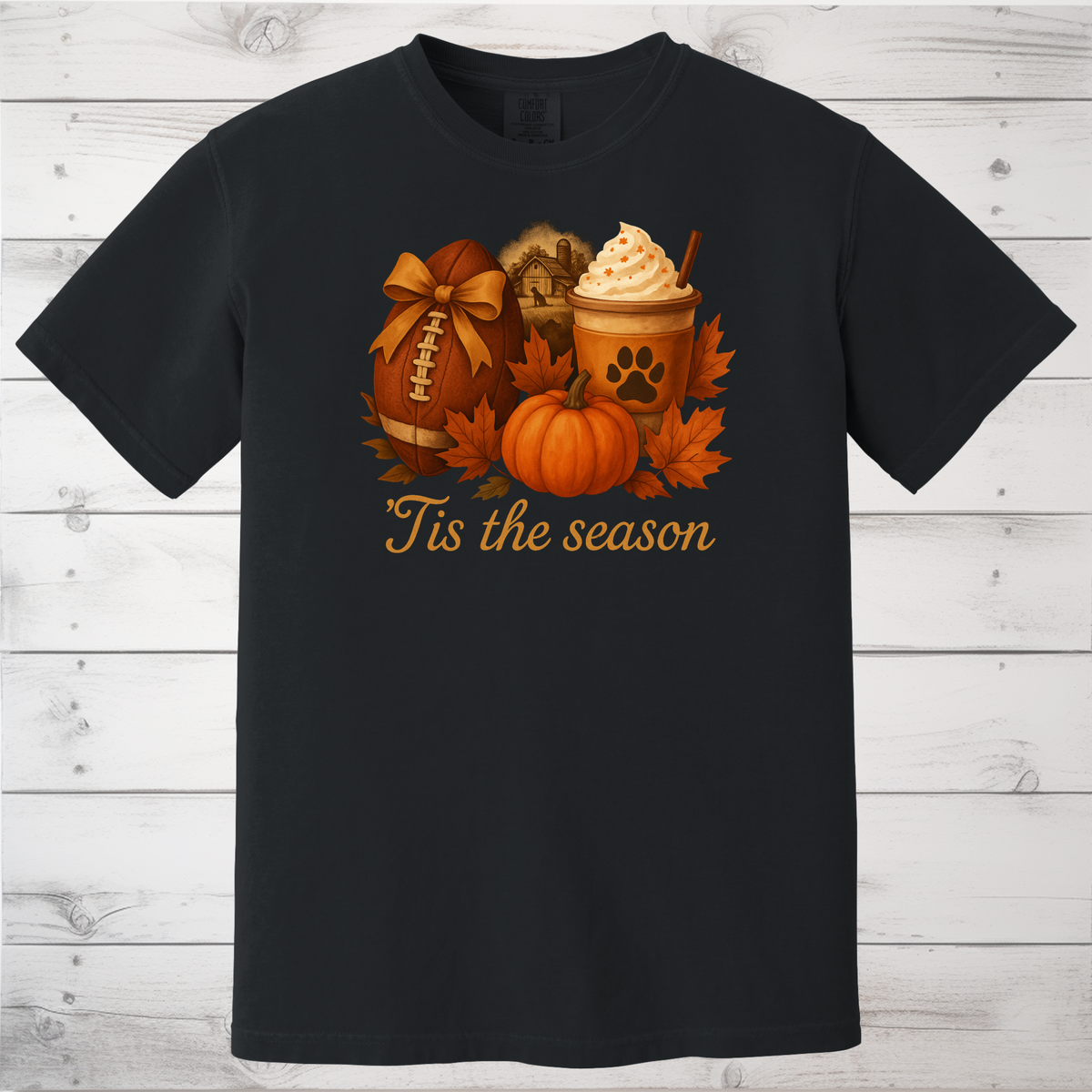 Pumpkin Spice Paw Print Football Top