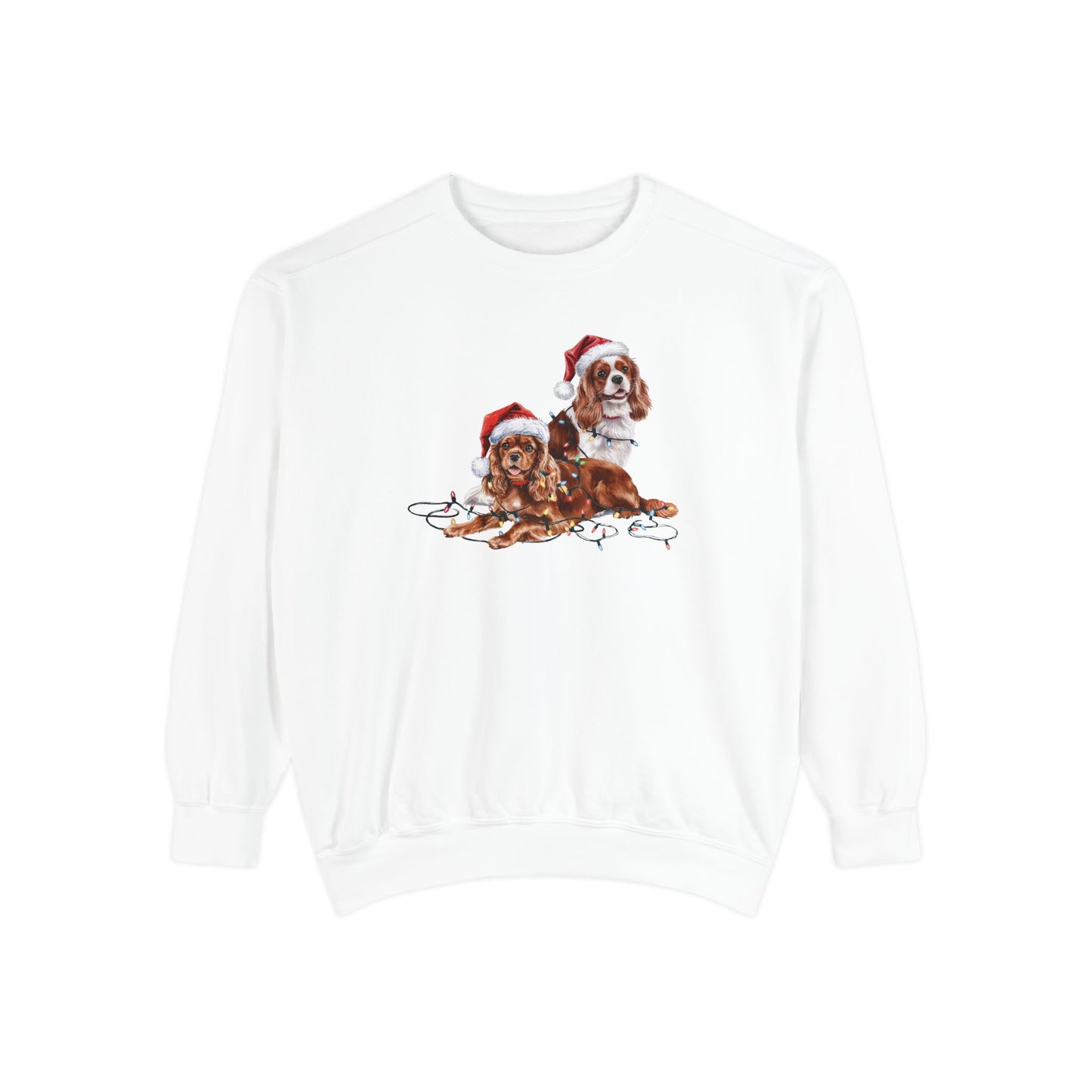 Christmas Cavalier King Charles Spaniel Sweatshirt, Cavalier Spaniel Mom, Christmas Lights Dog, Christmas Dog, Gift for Dog Lover