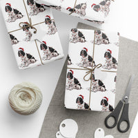 Load image into Gallery viewer, Black Springer Spaniel Christmas Lights Wrapping Paper
