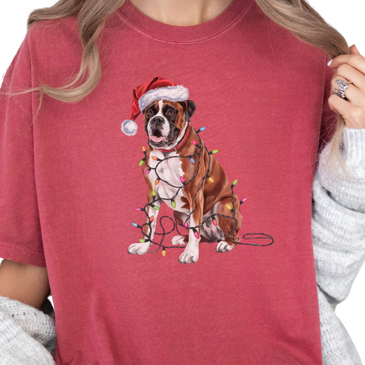 Christmas Boxer Shirt, Christmas Lights Dog Tee, Christmas Dog Tee, Boxer Mom Tshirt, Gift for Dog Lover, Boxer