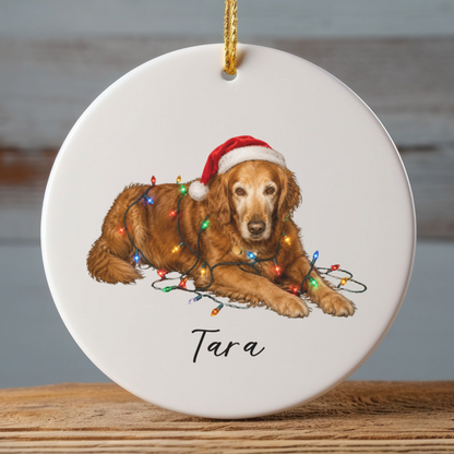 Personalized Dog Photo Christmas Ornament Custom Pet Name Ceramic Keepsake