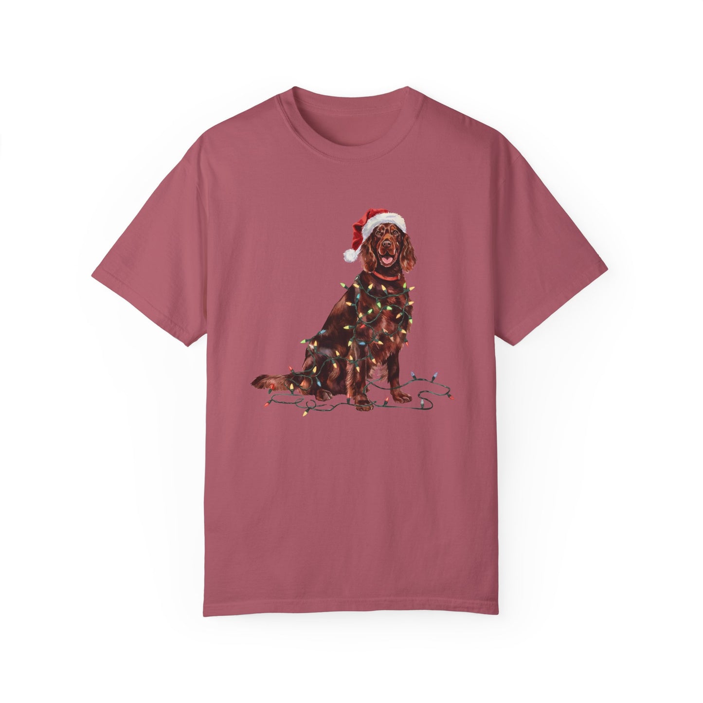 Christmas Irish Setter Shirt, Christmas Lights Dog Tee, Christmas Dog Tee, Irish Setter Mom Tshirt, Gift for Dog Lover, Irish Setter