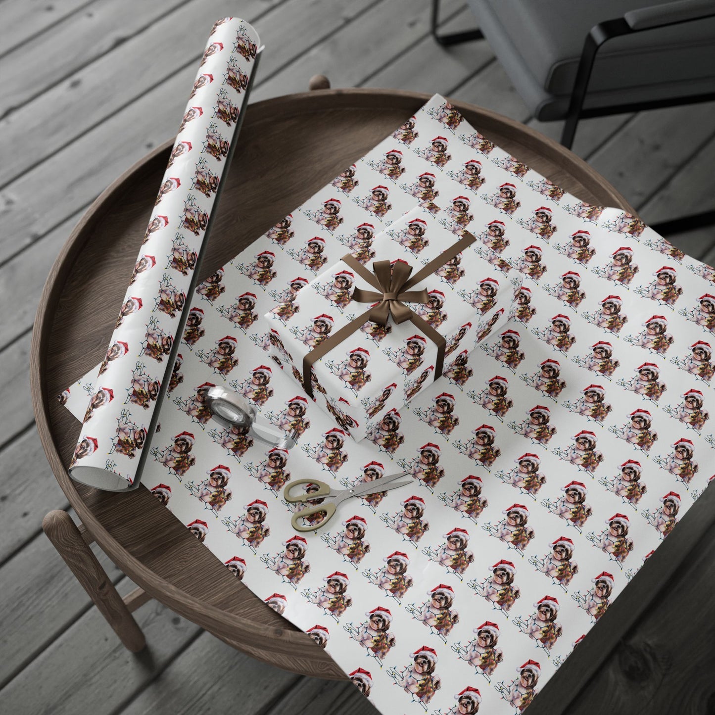 Shih Tzu Christmas Lights Wrapping Paper