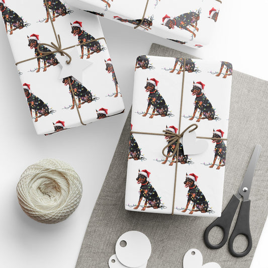 German Pinscher Christmas Lights Wrapping Paper