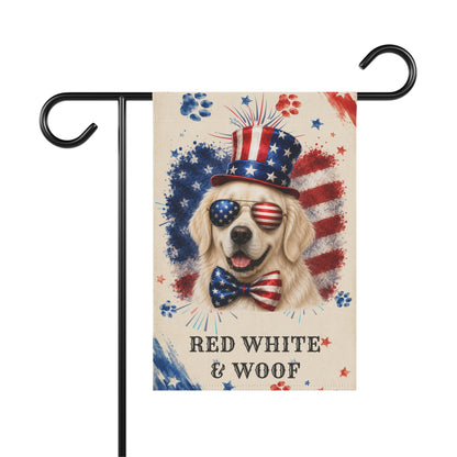 Patriotic English Cream Golden Retriever Garden Flag