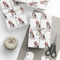 Load image into Gallery viewer, Beagle Christmas Wrapping Paper, Cute Dog Gift Wrap with Santa Hat and Holiday Lights, Perfect for Dog Lovers
