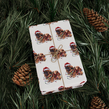 Pekingese Christmas Lights Wrapping Paper