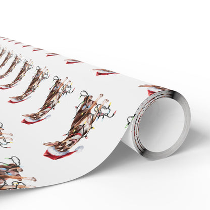 Black Chihuahua Christmas Lights Wrapping Paper