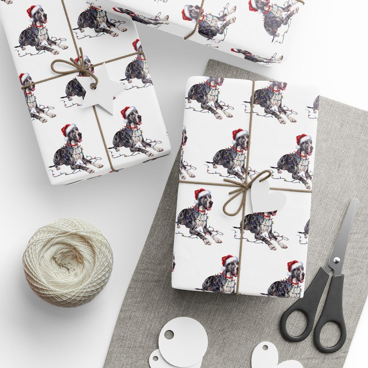 Great Dane Christmas Lights Wrapping Paper