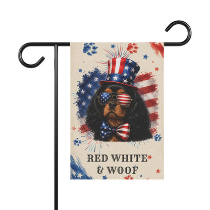 Patriotic Black and Tan Cavalier Garden Flag