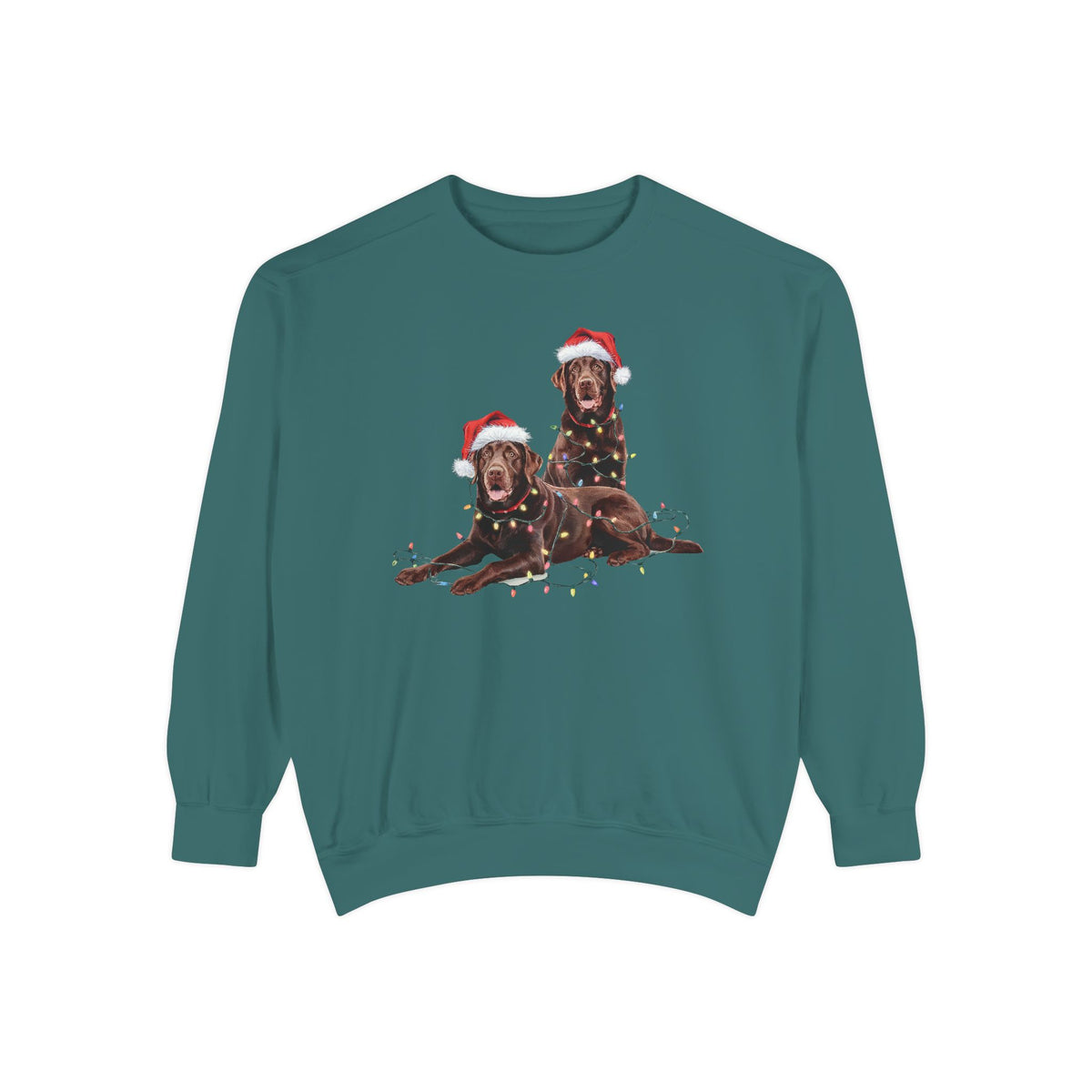 Christmas Chocolate Labradors Sweatshirt, Christmas Lights Dogs