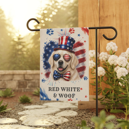 Patriotic English Cream Golden Retriever Garden Flag