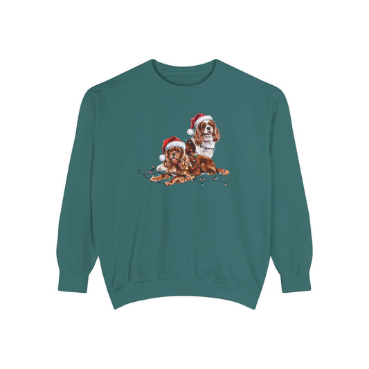 Christmas Cavalier King Charles Spaniel Sweatshirt, Cavalier Spaniel Mom, Christmas Lights Dog, Christmas Dog, Gift for Dog Lover