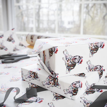 Siberian Husky Christmas Lights Wrapping Paper