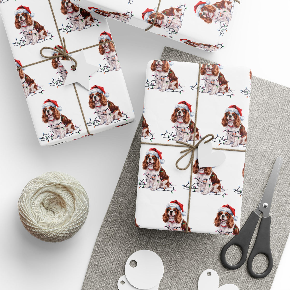 Cavalier King Charles Spaniel Holiday Lights Wrapping Paper