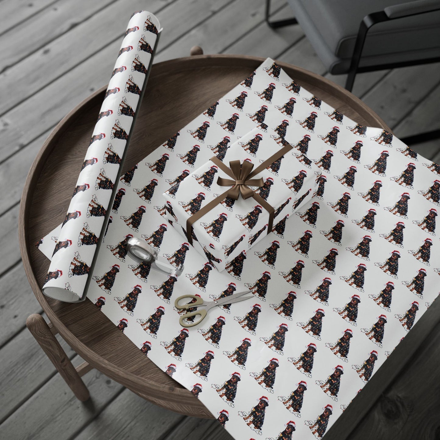 Rottweiler Christmas Lights Wrapping Paper