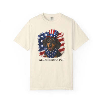Patriotic Black and Tan Dachshund All American Pup Shirt