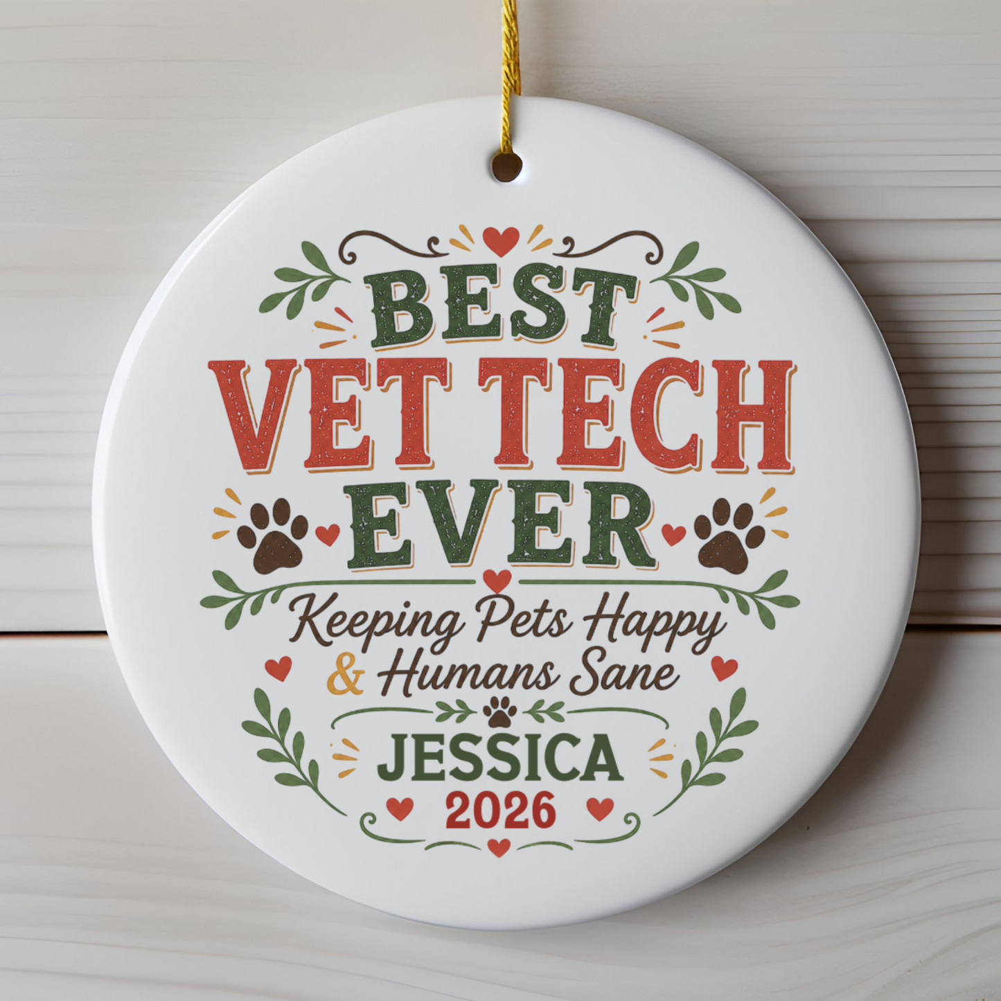 Personalized Vet Tech Ornament, Veterinary Technician Gift, Vet Tech Christmas Gift, Custom Name Ornament