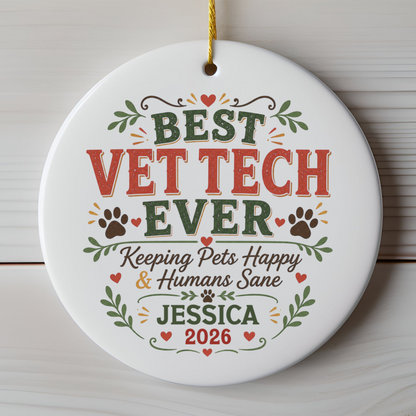 Personalized Vet Tech Ornament, Veterinary Technician Gift, Vet Tech Christmas Gift, Custom Name Ornament
