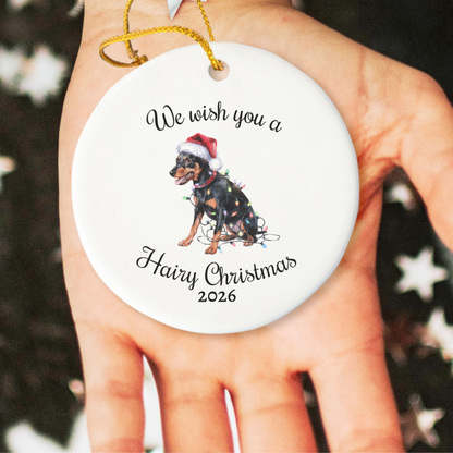 Christmas Miniature Pinscher Ornament, Christmas Lights Dog Keepsake