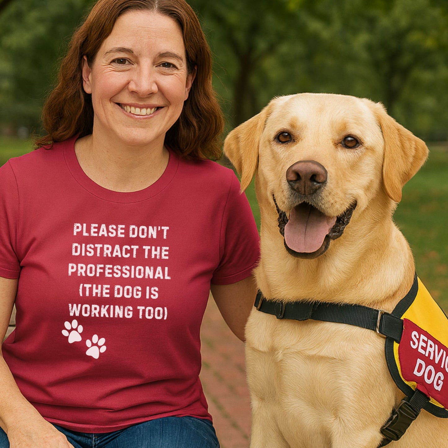 Please Don’t Distract the Professional T-Shirt (Dog Is Working Too) | Comfort Colors 1717 Service-Dog Handler Tee