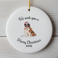 Load image into Gallery viewer, Christmas Saint Bernard Ornament, Christmas Lights Dog Keepsake
