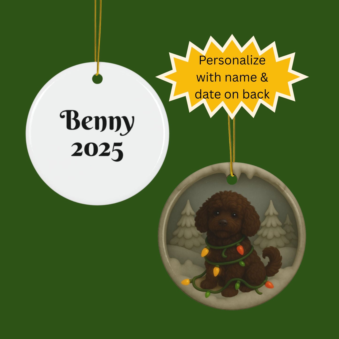 Personalized Portuguese Water Dog Christmas 3D Clay-Style Dog Keepsake