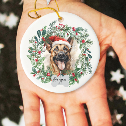 Personalized Belgian Malinois Christmas Ornament