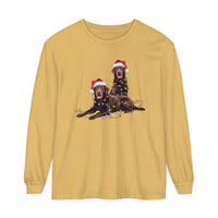 Load image into Gallery viewer, Christmas Chocolate Labrador Long Sleeved Shirt, Christmas Lights Dog Tee, Christmas Dog, Lab Mom Tee, Gift for Dog Lover, Chocolate Lab
