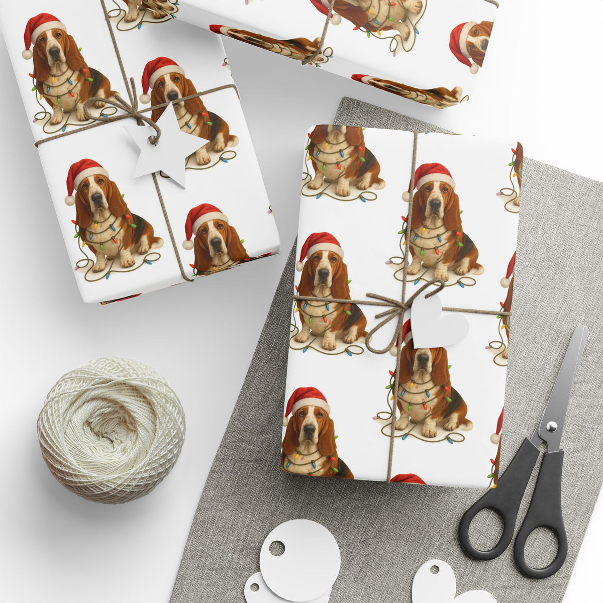 Basset Hound Christmas Lights Wrapping Paper