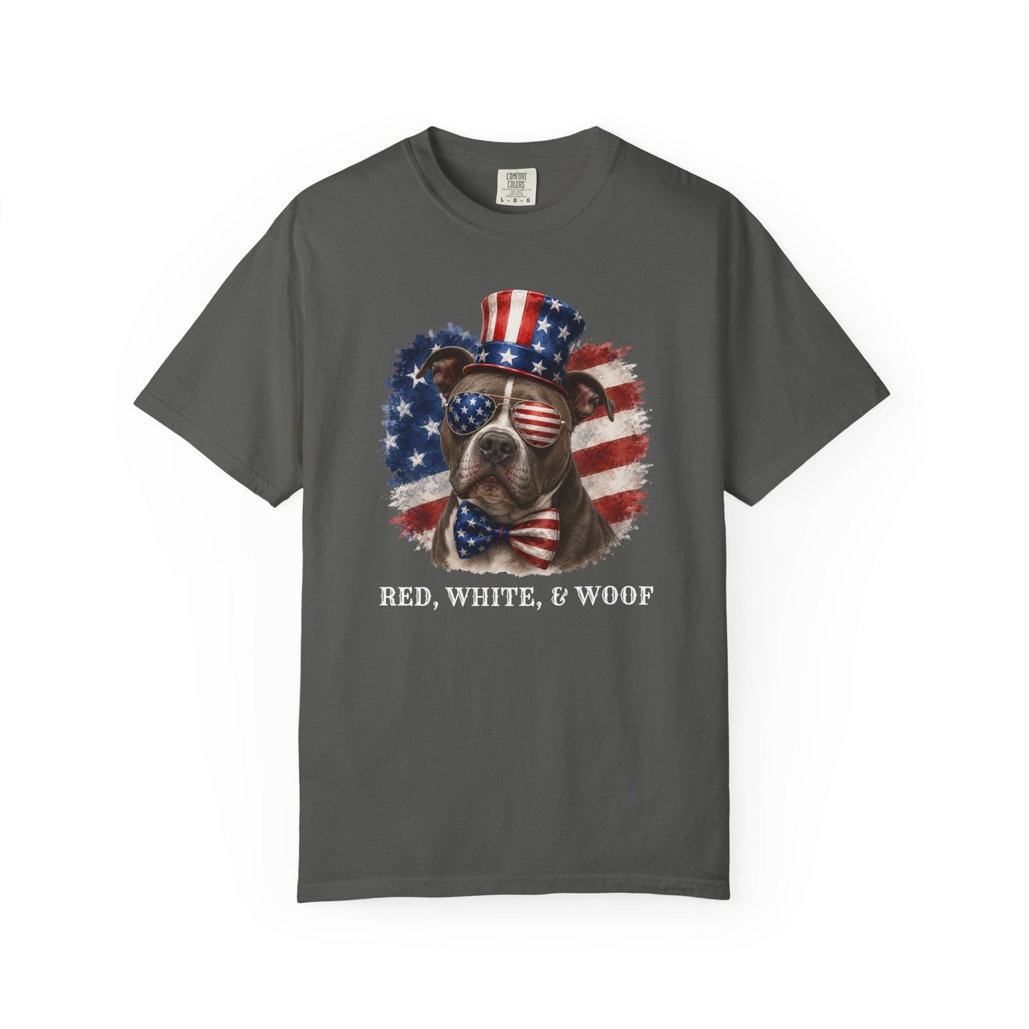 Patriotic Pitbull Red White & Woof Shirt