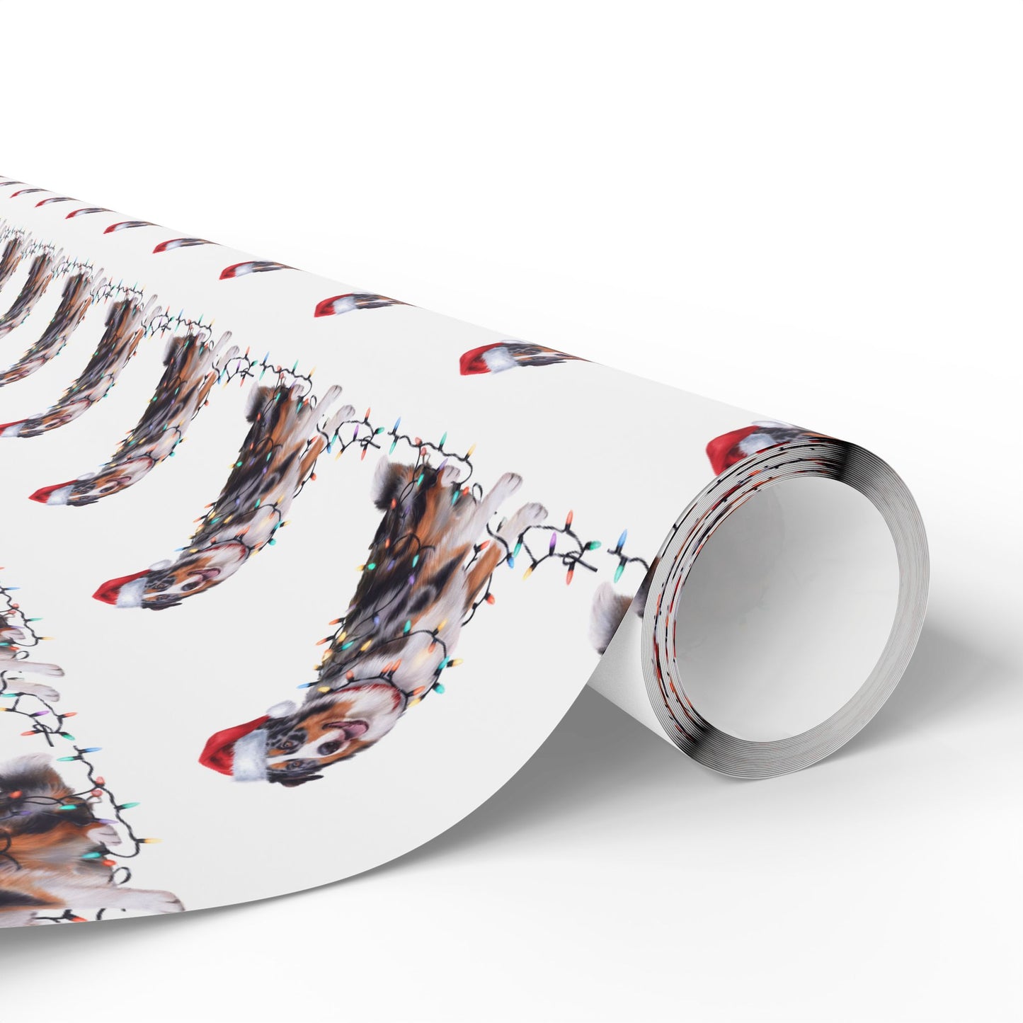 Australian Shepherd Christmas Lights Wrapping Paper