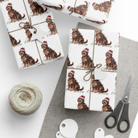 Load image into Gallery viewer, Portuguese Water Dog Christmas Lights Wrapping Paper

