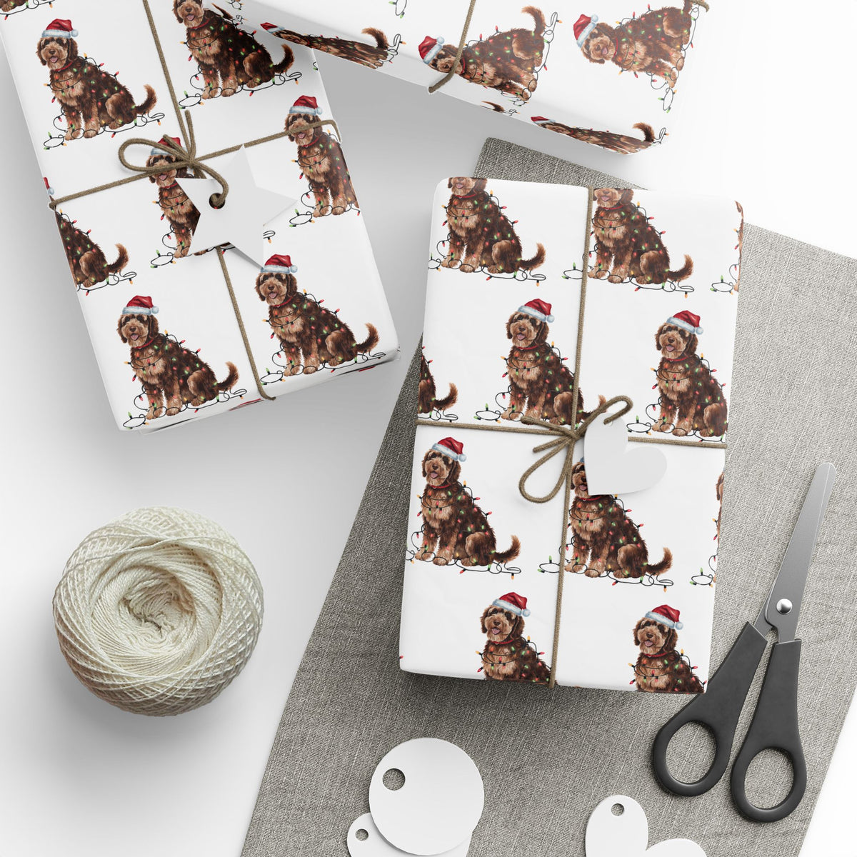 Portuguese Water Dog Christmas Lights Wrapping Paper