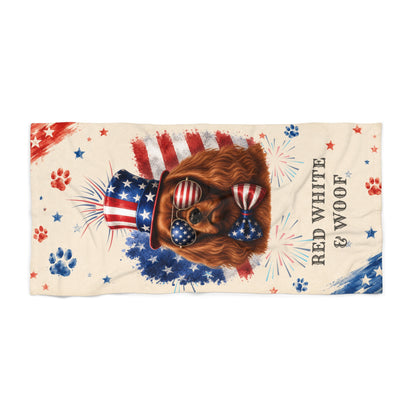 Ruby Cavalier Patriotic Beach Towel