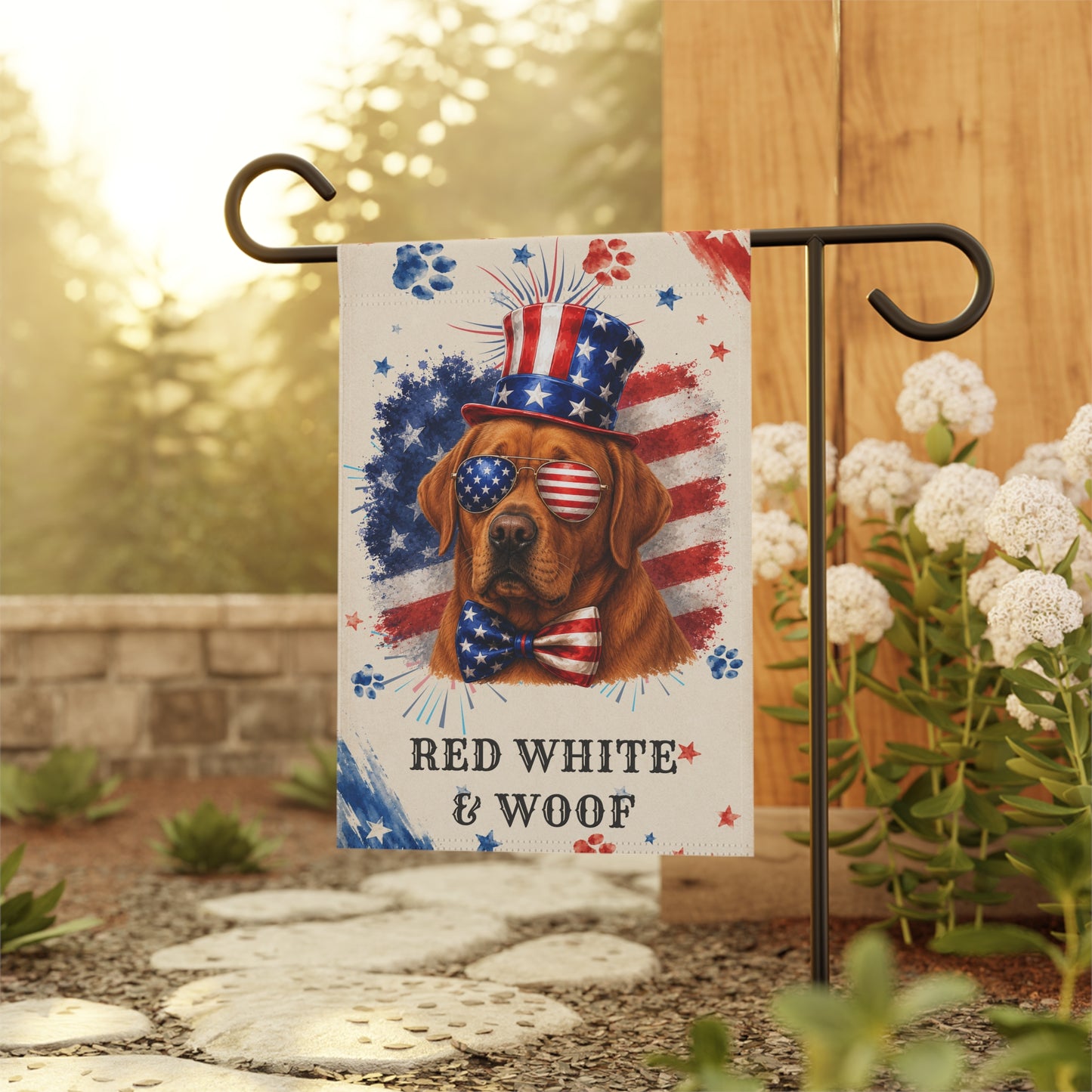 Patriotic Fox Red Lab Garden Flag