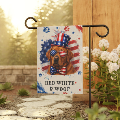 Patriotic Fox Red Lab Garden Flag
