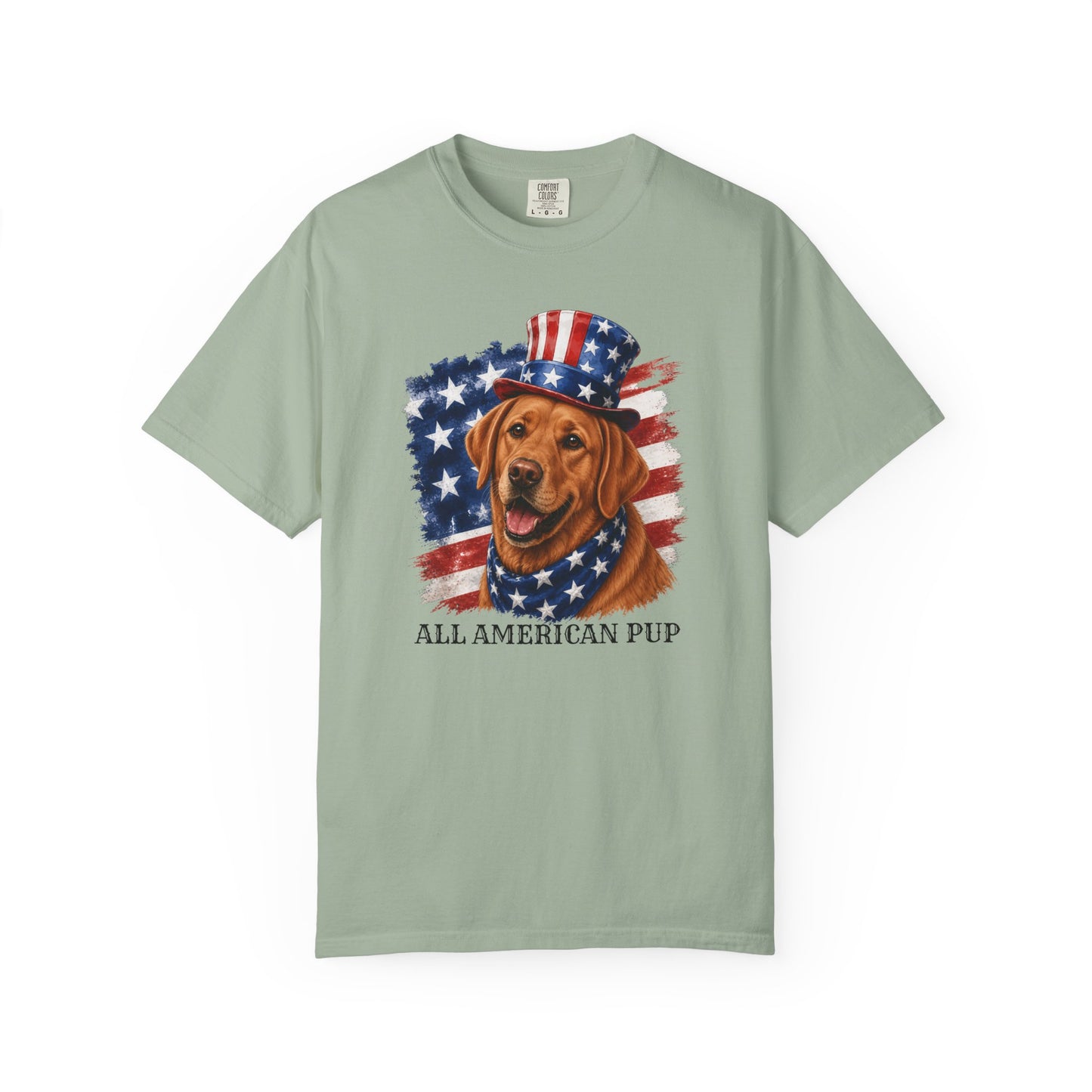 Patriotic Fox Red Lab All American Pup Shirt
