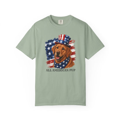 Patriotic Fox Red Lab All American Pup Shirt